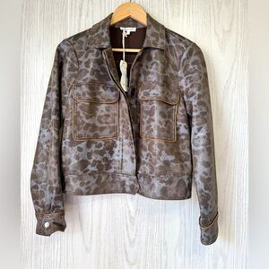 Mystree Brown Leopard Print Button Up Jacket Women’s Size Small NWT